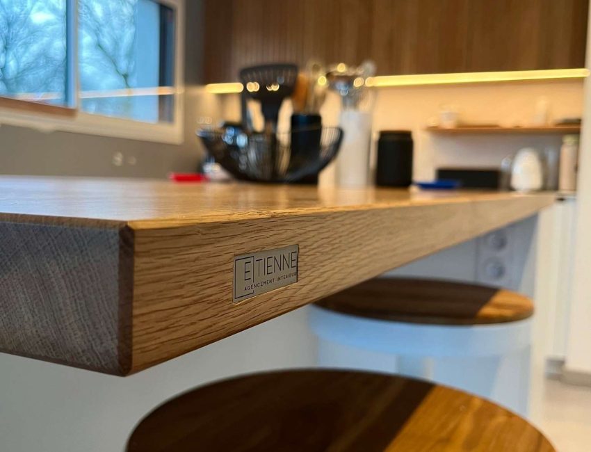 Detail de plan de travail en bois