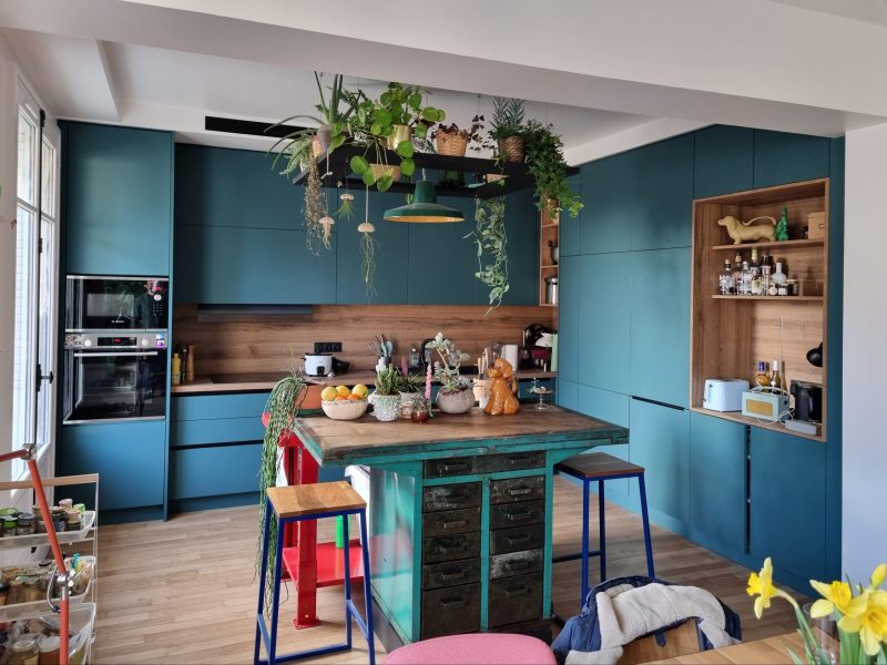 une cuisine bleue