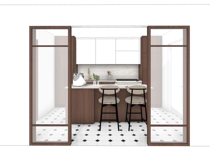 agencement en 3d pour une cuisine moderne